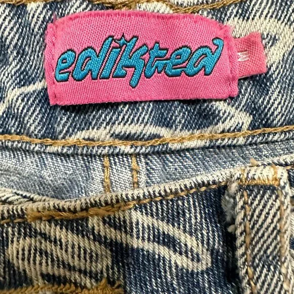 Edikted Cropped Denim Jacket & Malia Printed Wide Leg Jeans Streetwear - Picture 12 of 16